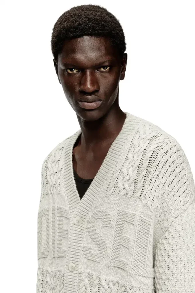 k-antoine Cardigan lavorato a trecce con logo Diesel k-antoine Cardigan lavorato a trecce con logo Diesel
