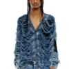 k-boboli Cardigan con scollo a V indaco effetto consumato k-boboli Cardigan con scollo a V indaco effetto consumato