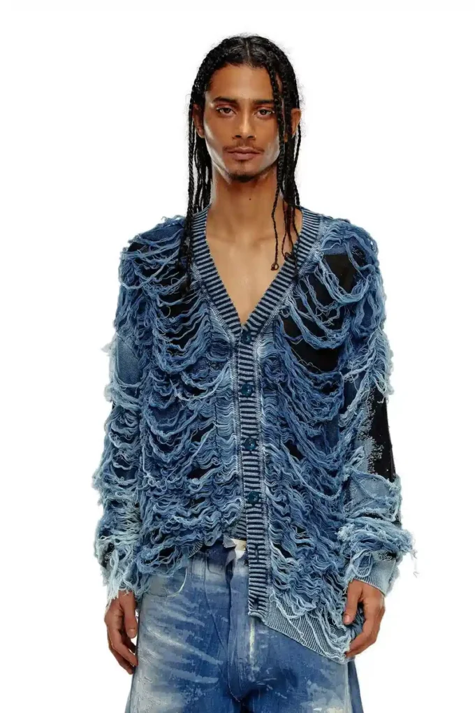 k-boboli Cardigan con scollo a V indaco effetto consumato k-boboli Cardigan con scollo a V indaco effetto consumato