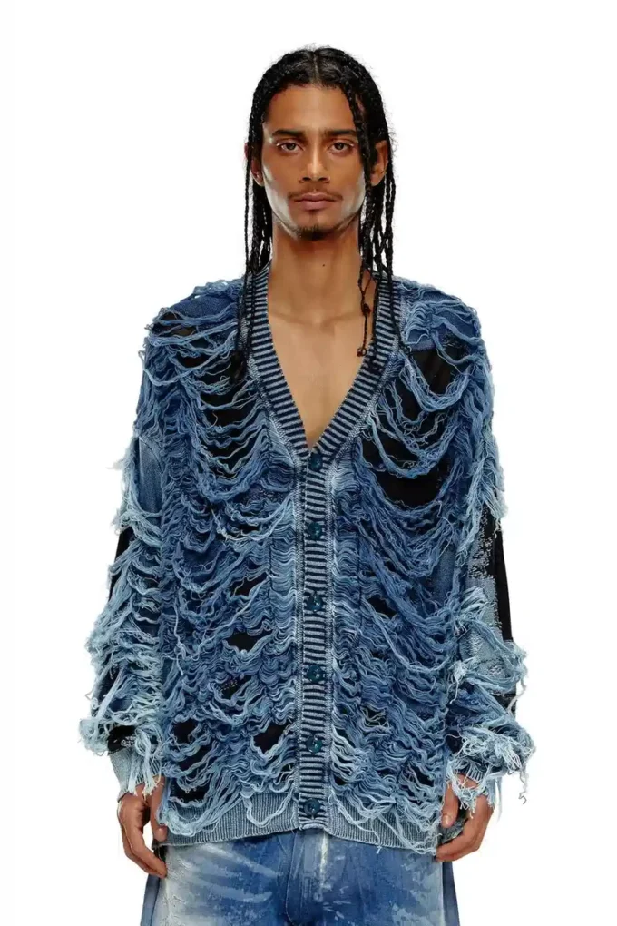 k-boboli Cardigan con scollo a V indaco effetto consumato k-boboli Cardigan con scollo a V indaco effetto consumato