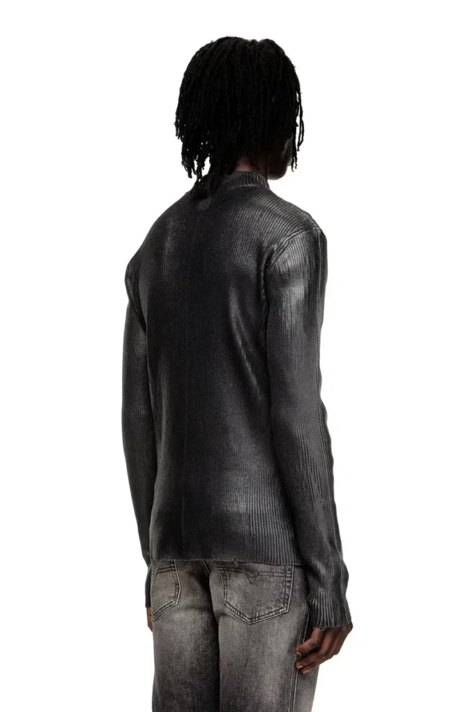 k-dargy-d Cardigan con zip in filato denim con effetto lucido k-dargy-d Cardigan con zip in filato denim con effetto lucido