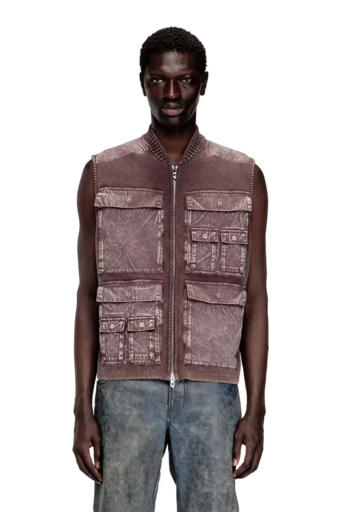 k-giulius Gilet lavorato a maglia con zip e tasche cargo k-giulius Gilet lavorato a maglia con zip e tasche cargo