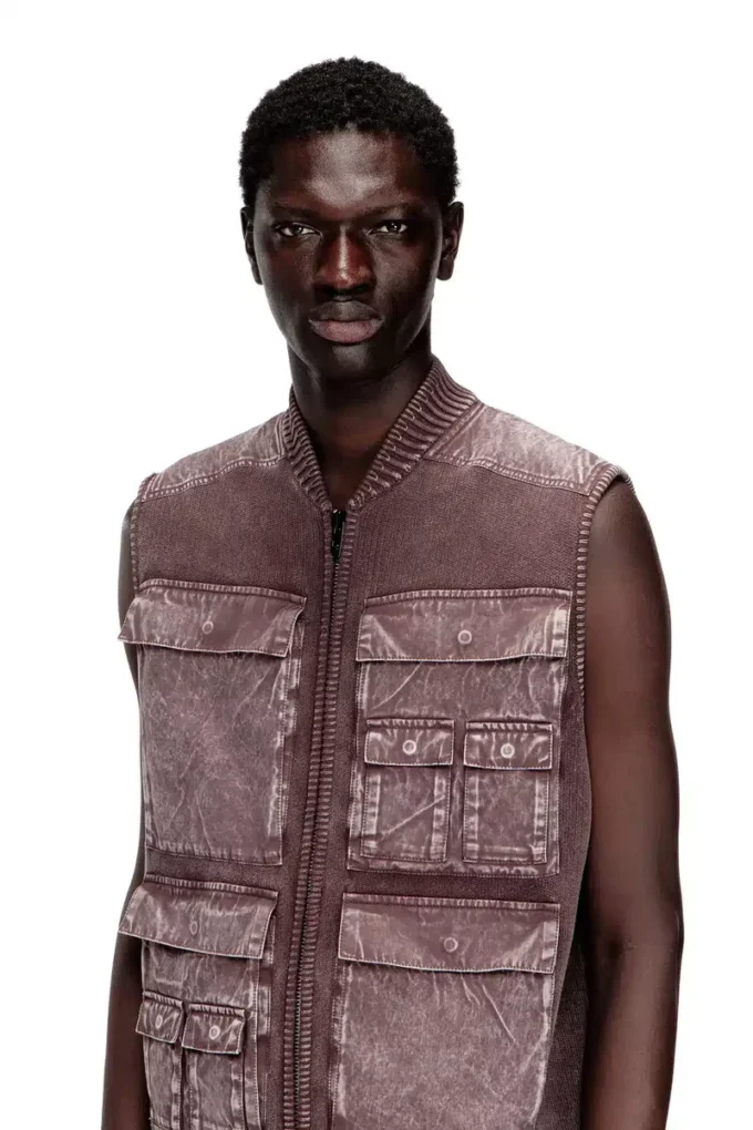 k-giulius Gilet lavorato a maglia con zip e tasche cargo k-giulius Gilet lavorato a maglia con zip e tasche cargo