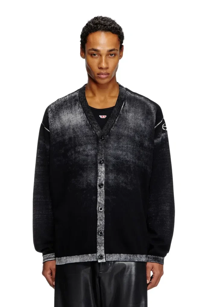 k-larence-cardigan-b Cardigan in cotone con stampa rovesciata