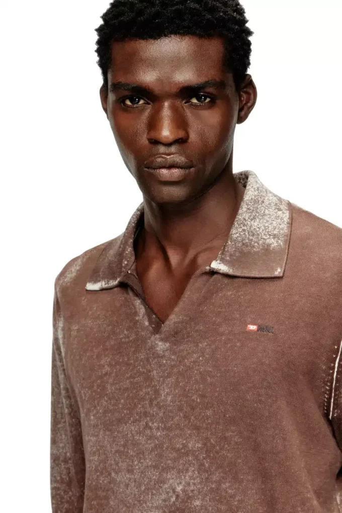 k-lawrence Maglione polo con stampa sfumata sul rovescio