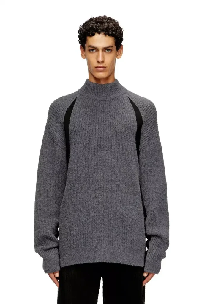 k-lollo-tn Maglione in misto alpaca con inserti a contrasto