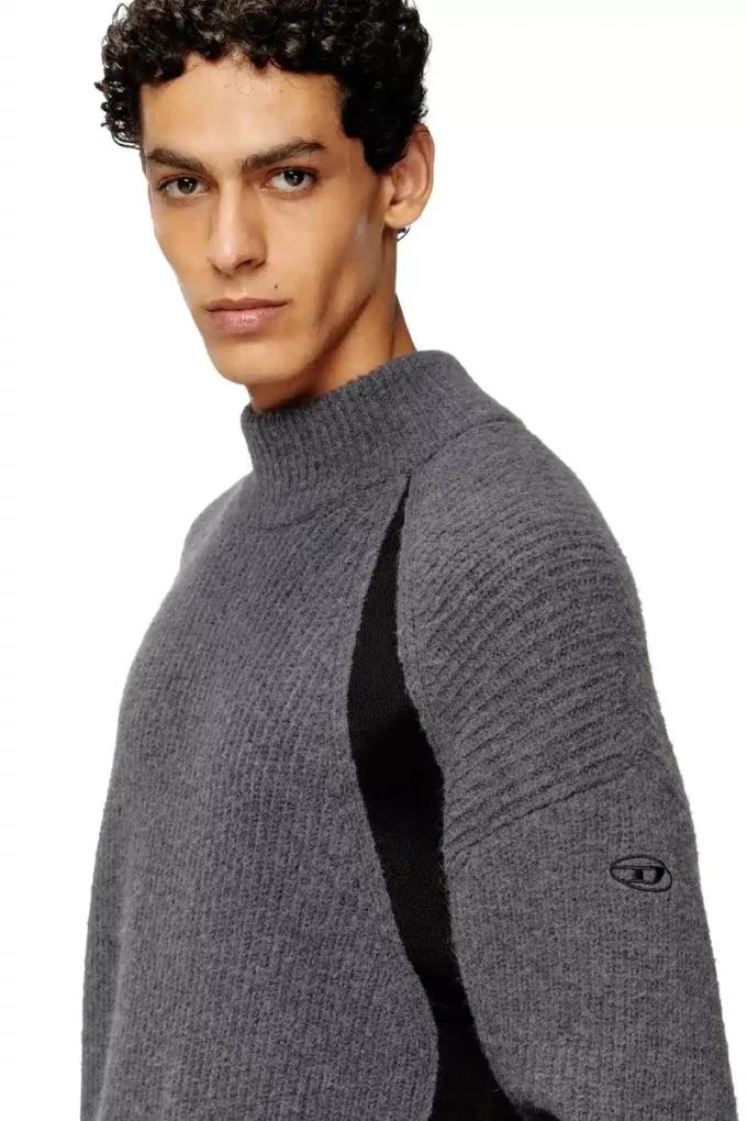 k-lollo-tn Maglione in misto alpaca con inserti a contrasto