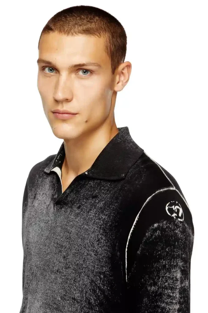 k-lorenzo Maglione polo con stampa rovesciata