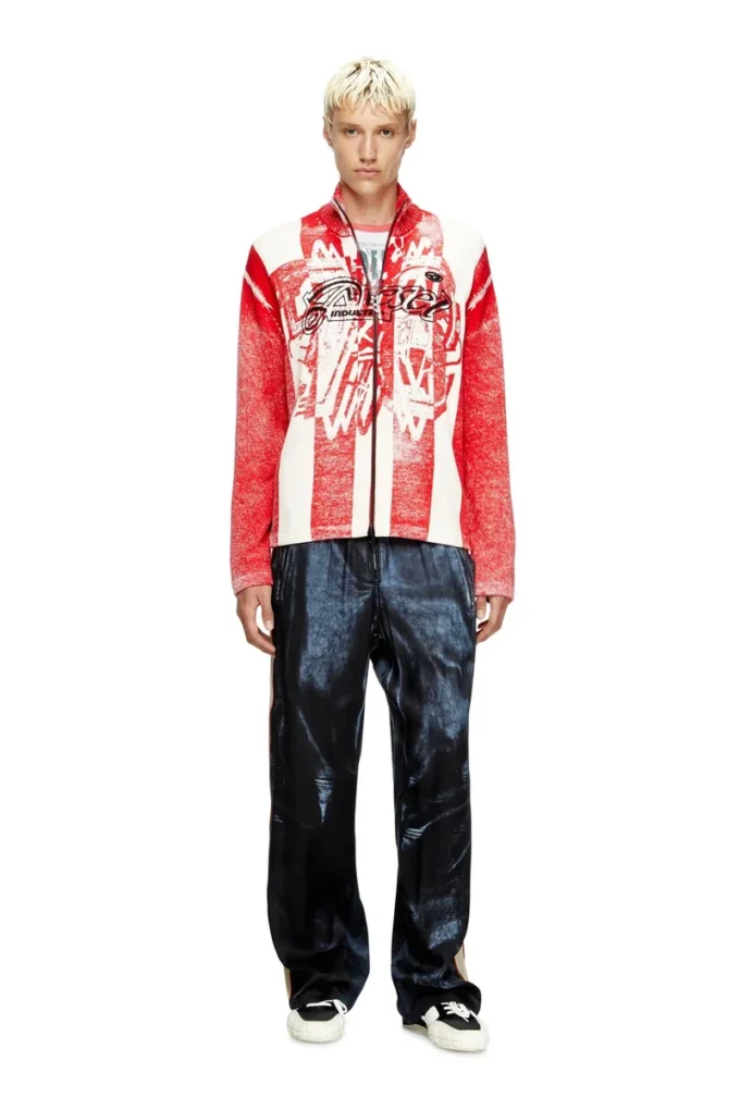k-oliba-jkt Cardigan con stampa interna a righe e zip
