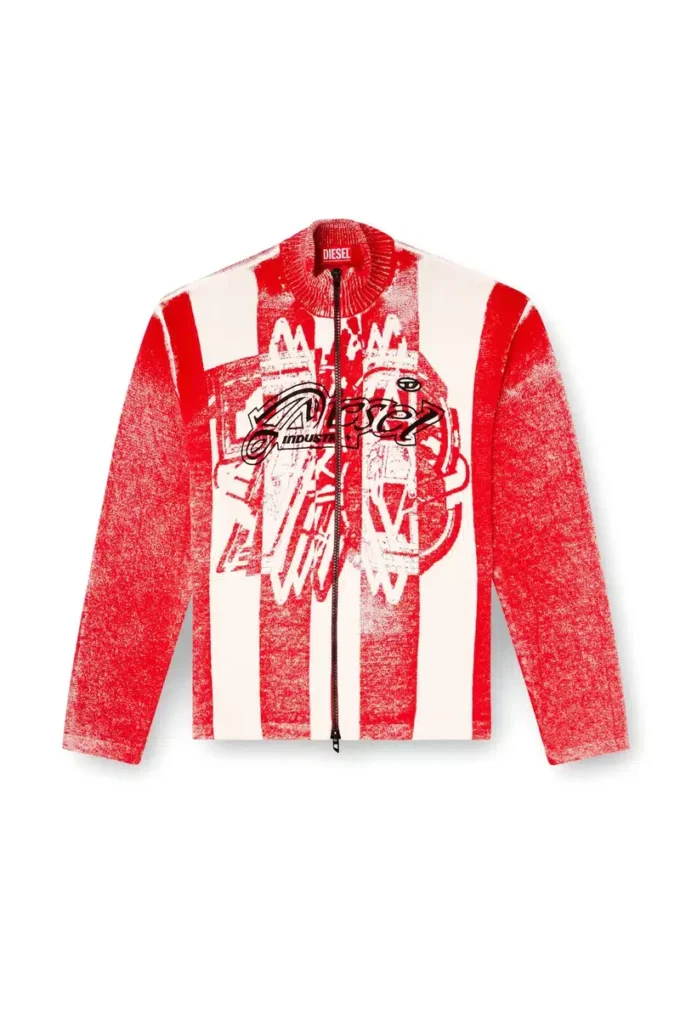 k-oliba-jkt Cardigan con stampa interna a righe e zip