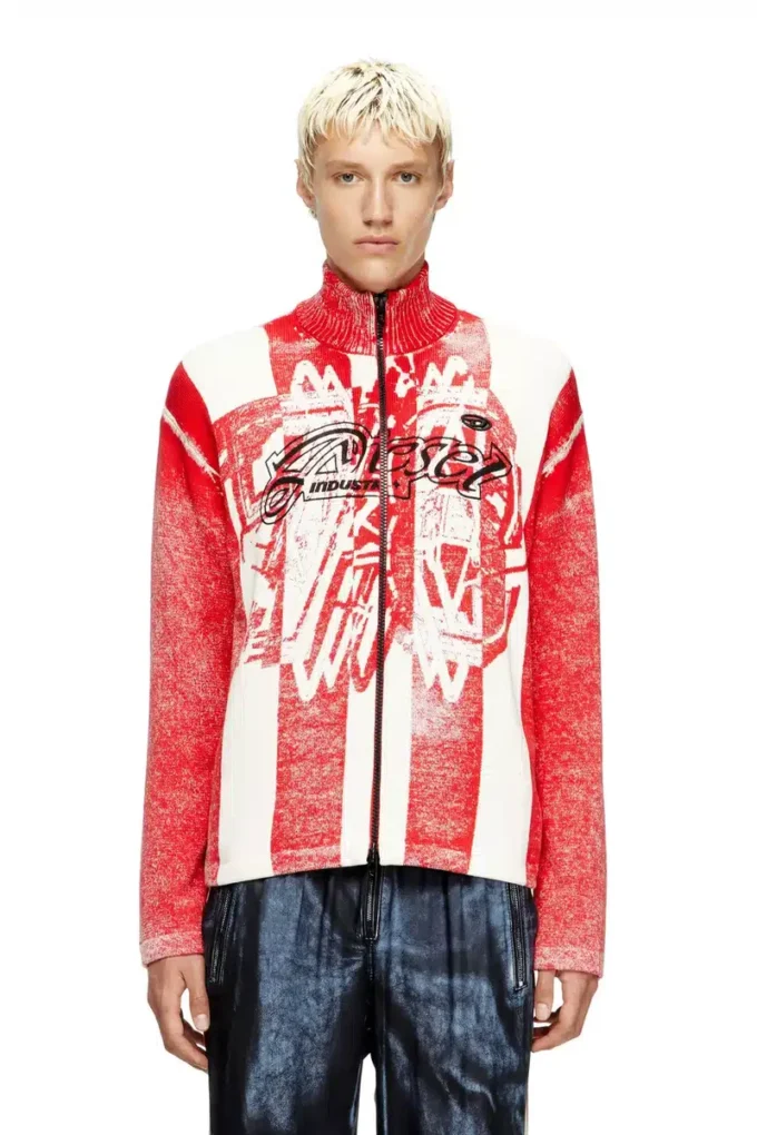k-oliba-jkt Cardigan con stampa interna a righe e zip