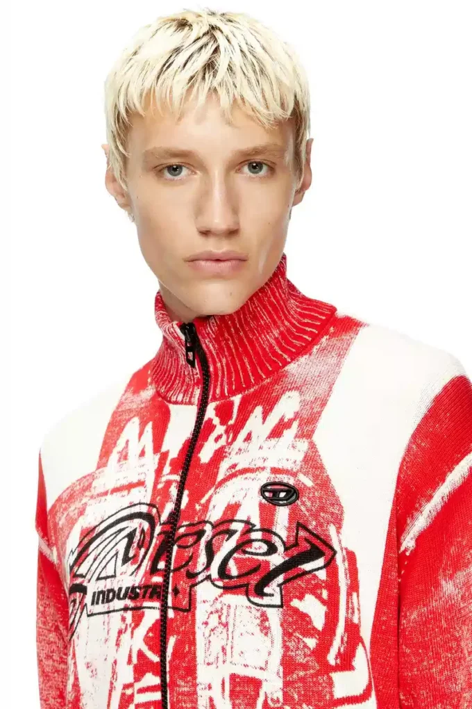 k-oliba-jkt Cardigan con stampa interna a righe e zip
