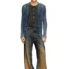k-redram Cardigan in maglia a rete in filato denim