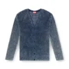 k-redram Cardigan in maglia a rete in filato denim