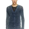k-redram Cardigan in maglia a rete in filato denim