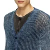 k-redram Cardigan in maglia a rete in filato denim