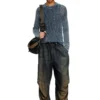 k-redros Maglione in maglia a rete in filato denim k-redros Maglione in maglia a rete in filato denim