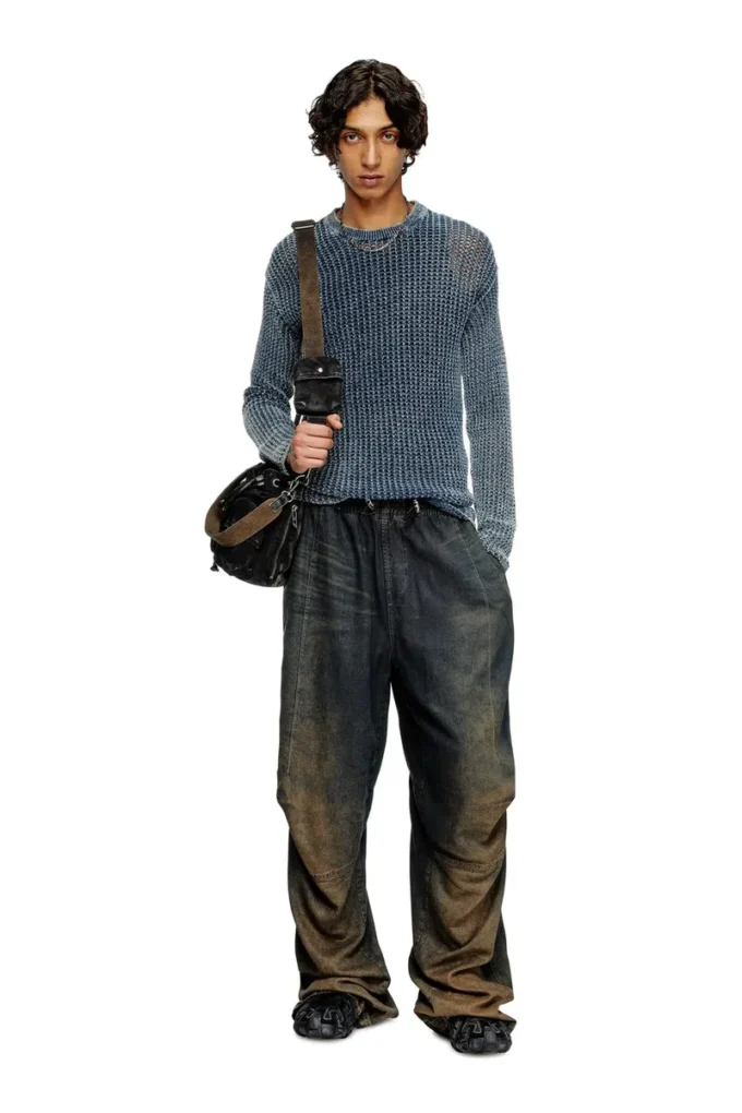 k-redros Maglione in maglia a rete in filato denim k-redros Maglione in maglia a rete in filato denim