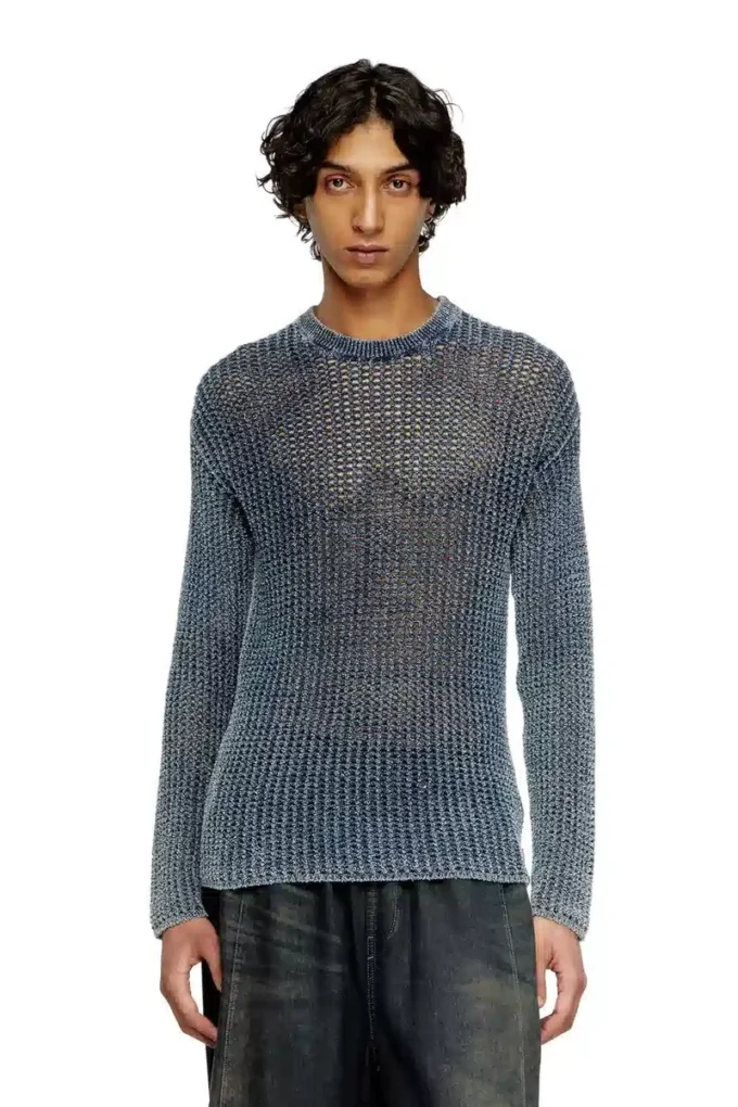 k-redros Maglione in maglia a rete in filato denim k-redros Maglione in maglia a rete in filato denim