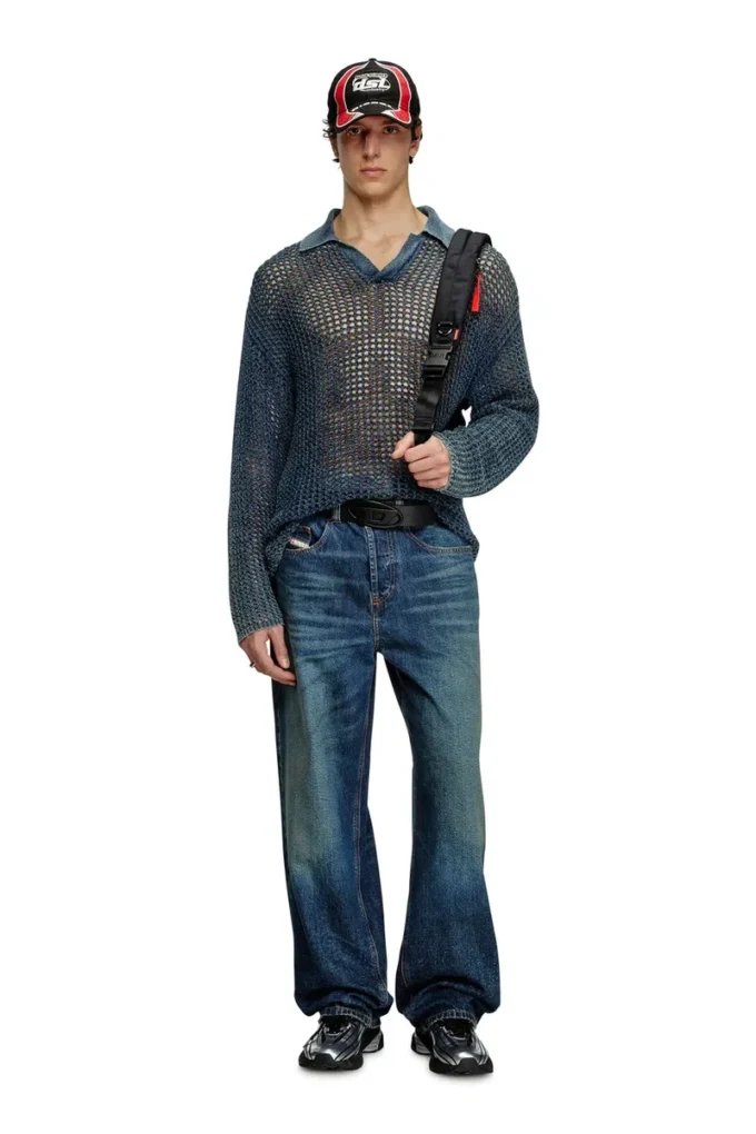 k-squared Maglione polo a maglia aperta in filato denim k-squared Maglione polo a maglia aperta in filato denim