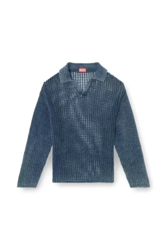 k-squared Maglione polo a maglia aperta in filato denim