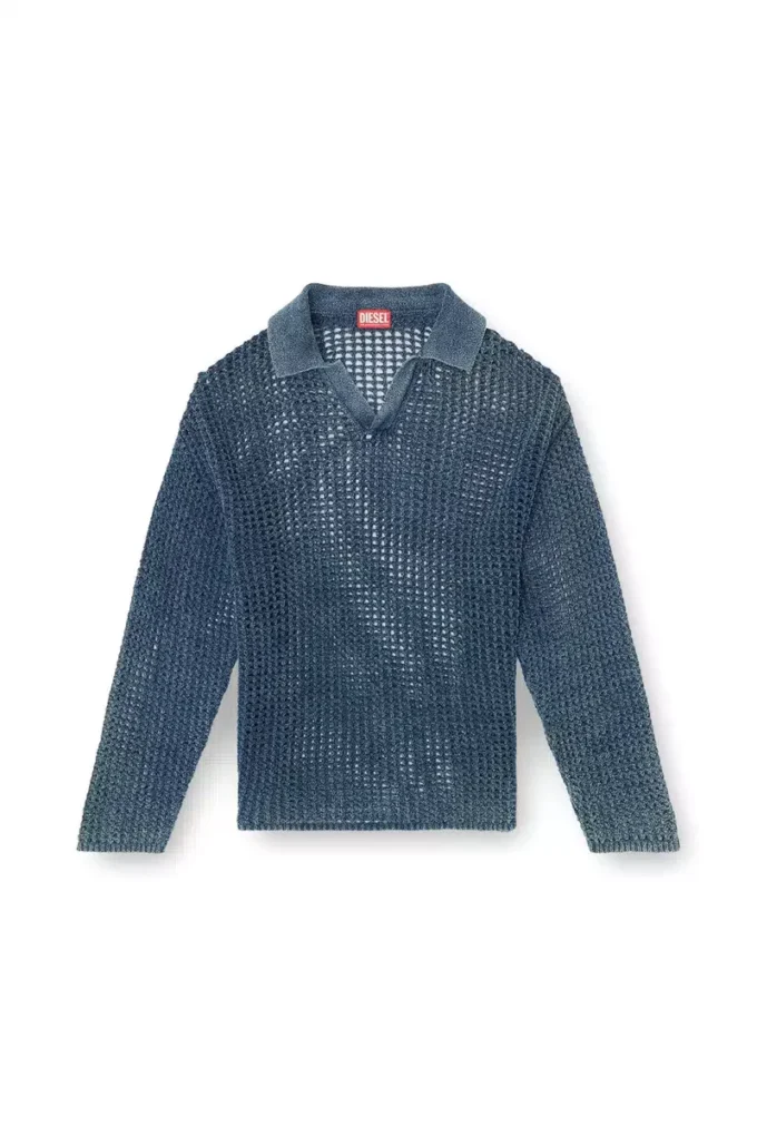 k-squared Maglione polo a maglia aperta in filato denim k-squared Maglione polo a maglia aperta in filato denim
