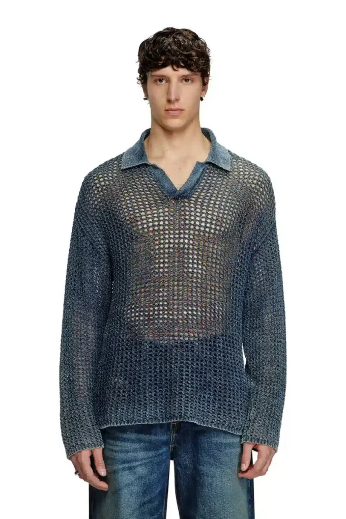 k-squared Maglione polo a maglia aperta in filato denim k-squared Maglione polo a maglia aperta in filato denim
