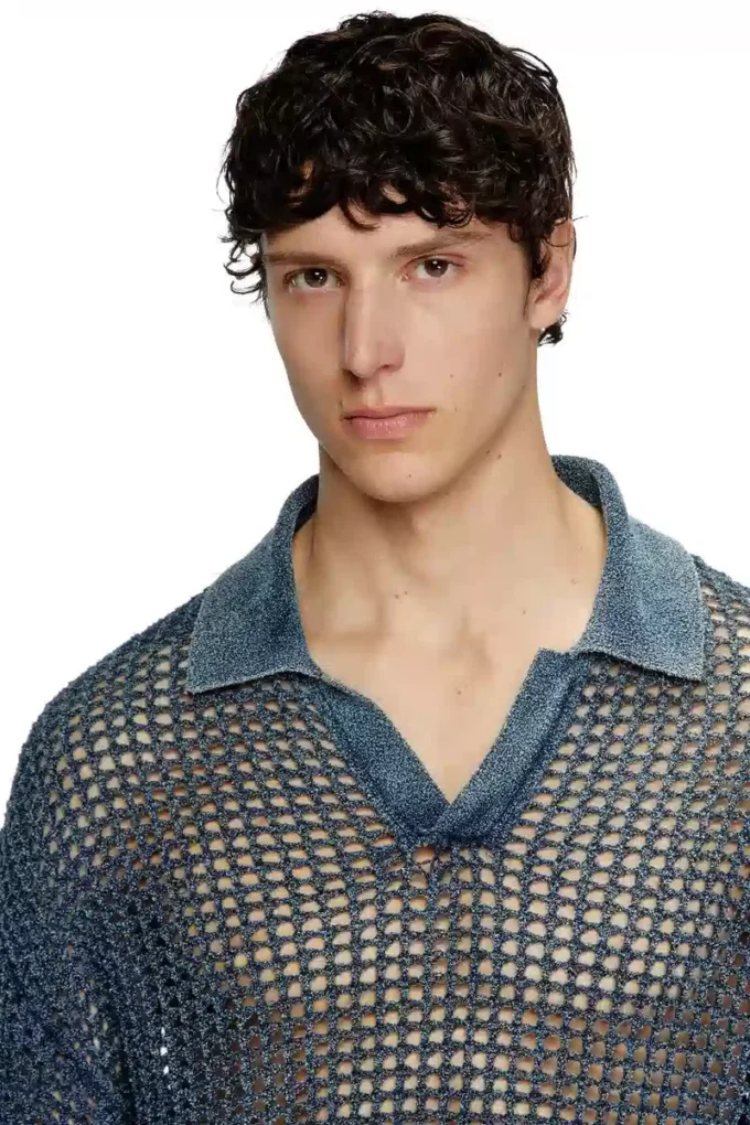 k-squared Maglione polo a maglia aperta in filato denim k-squared Maglione polo a maglia aperta in filato denim