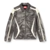 l-amar-enbi Giacca coach in pelle con stampa biker l-amar-enbi Giacca coach in pelle con stampa biker