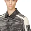 l-amar-enbi Giacca coach in pelle con stampa biker l-amar-enbi Giacca coach in pelle con stampa biker