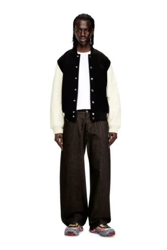 l-arry-wrd Bomber in misto lana e pelle