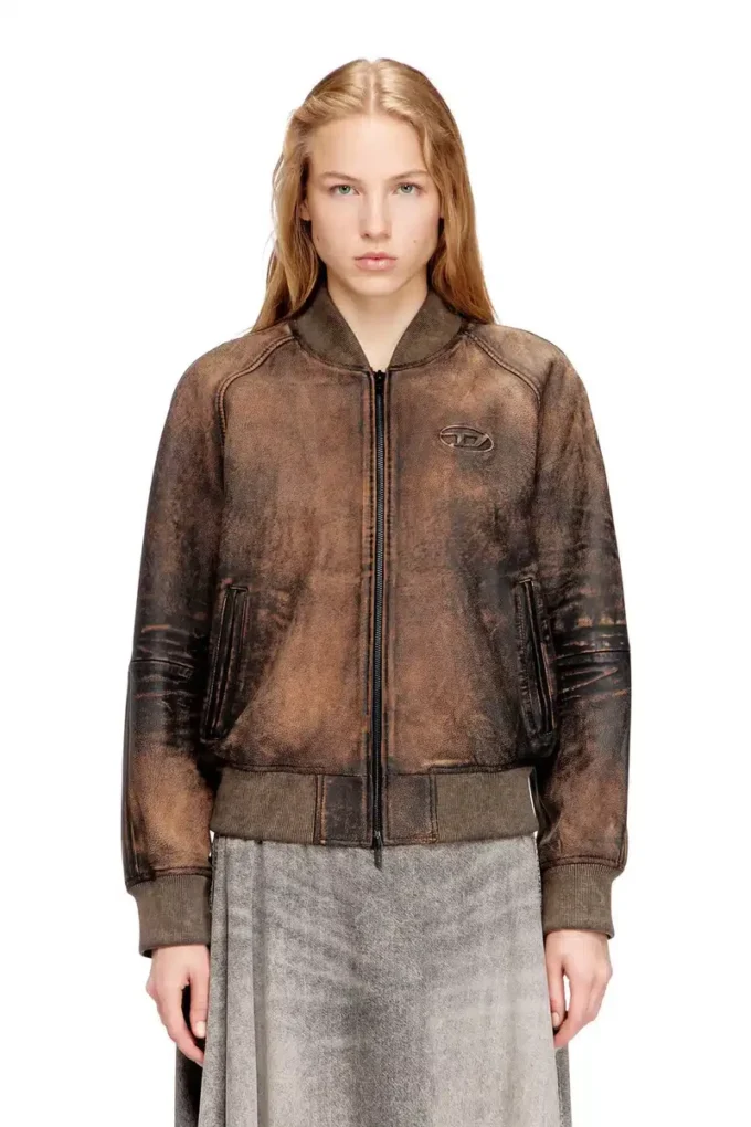 l-cobb-fem Giacca bomber in pelle invecchiata l-cobb-fem Giacca bomber in pelle invecchiata