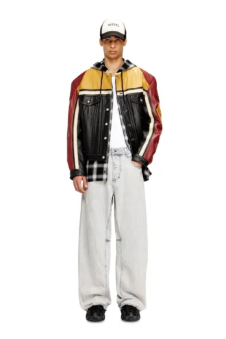 l-coug-20th Giacca in pelle con dettagli patch