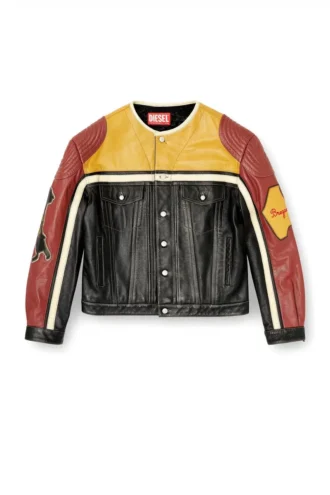 l-coug-20th Giacca in pelle con dettagli patch