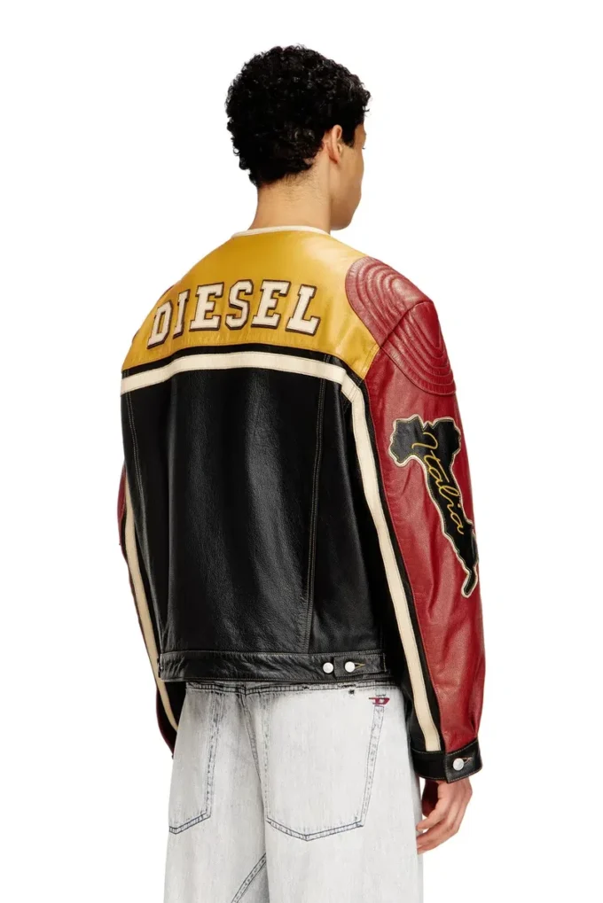 l-coug-20th Giacca in pelle con dettagli patch l-coug-20th Giacca in pelle con dettagli patch
