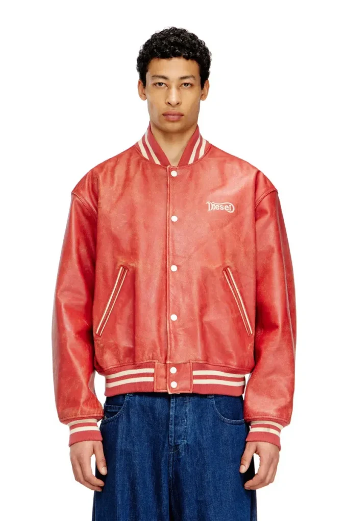 l-difordi-20th Bomber in pelle con logo Diesel l-difordi-20th Bomber in pelle con logo Diesel