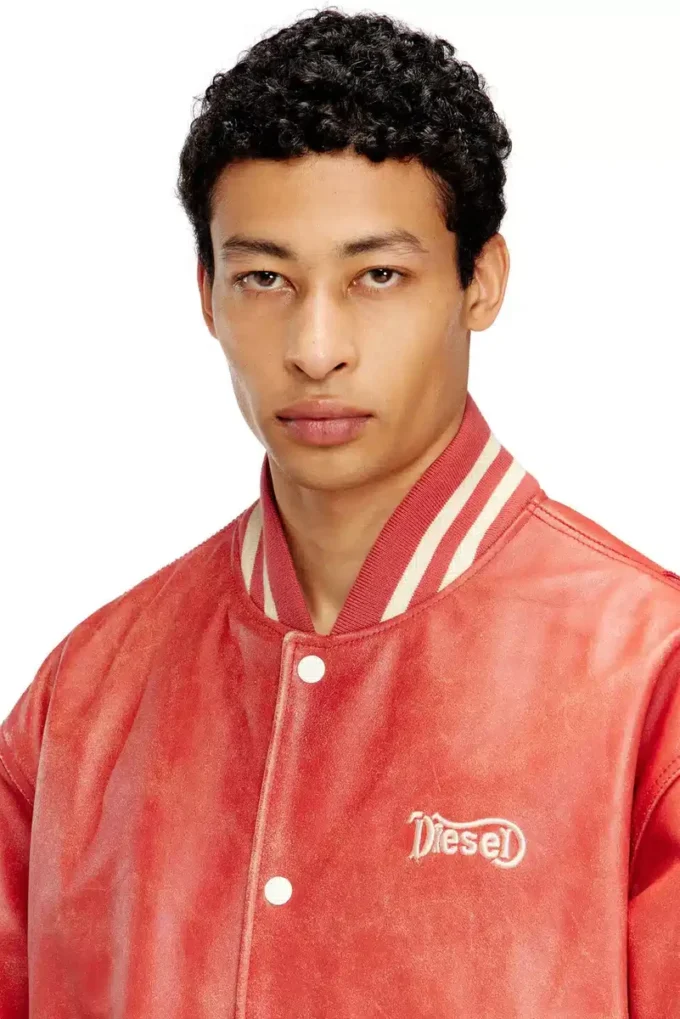 l-difordi-20th Bomber in pelle con logo Diesel l-difordi-20th Bomber in pelle con logo Diesel