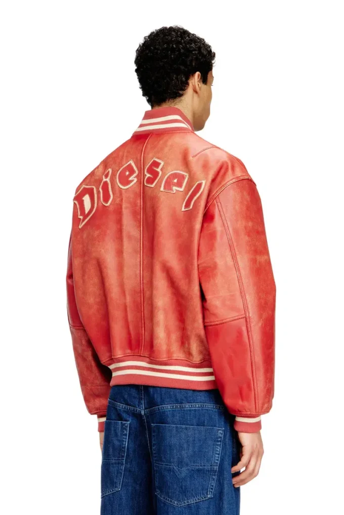 l-difordi-20th Bomber in pelle con logo Diesel l-difordi-20th Bomber in pelle con logo Diesel
