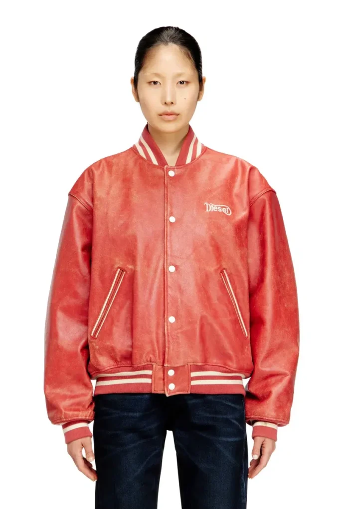 l-difordi-20th Bomber in pelle con logo Diesel l-difordi-20th Bomber in pelle con logo Diesel