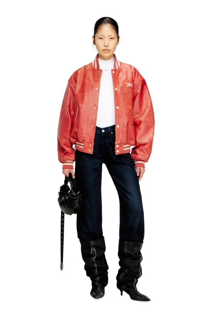 l-difordi-20th Bomber in pelle con logo Diesel l-difordi-20th Bomber in pelle con logo Diesel