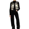 l-flycou-20th Gilet in pelle con logo frontale e strisce a contrasto