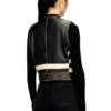 l-flycou-20th Gilet in pelle con logo frontale e strisce a contrasto