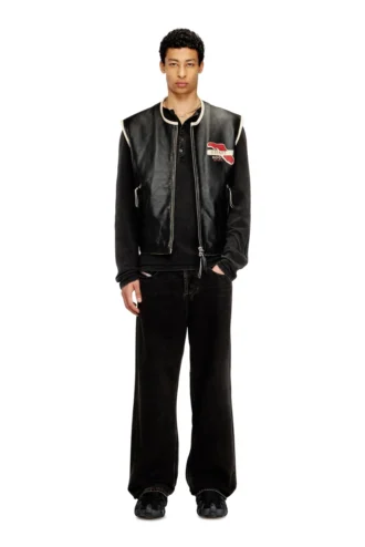 l-flying-20th Gilet in pelle con toppe ricamate