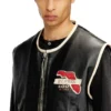 l-flying-20th Gilet in pelle con toppe ricamate