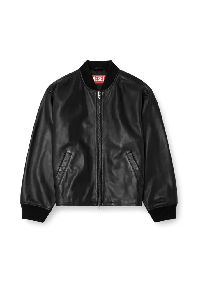 l-khat Bomber in pelle cerata