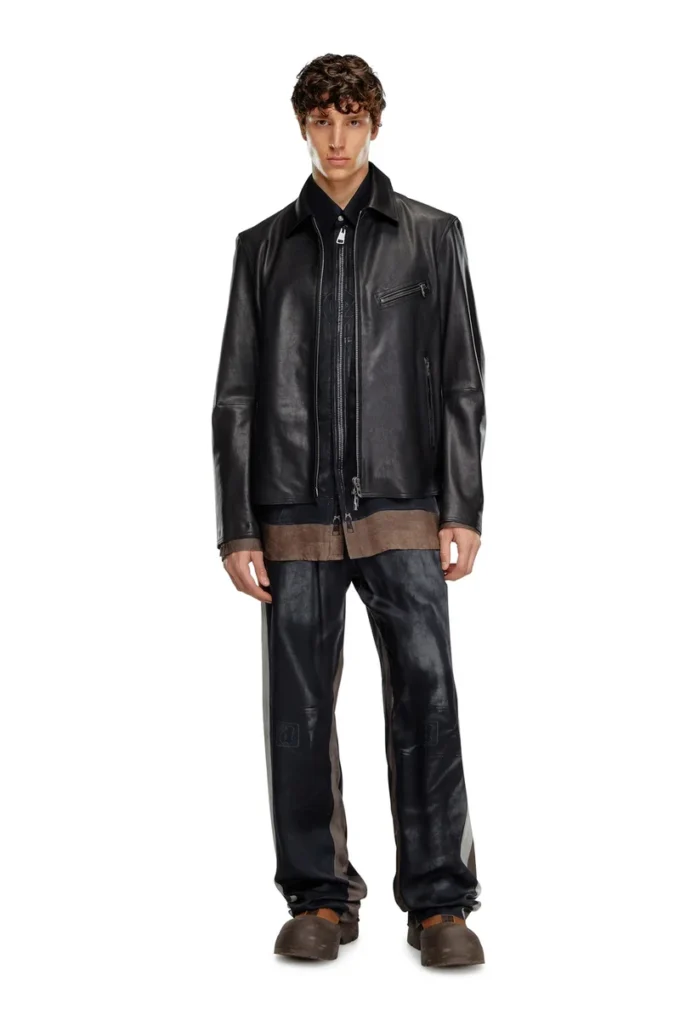 l-korn-a Giacca in pelle con Oval D goffrato l-korn-a Giacca in pelle con Oval D goffrato