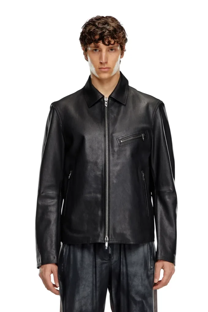l-korn-a Giacca in pelle con Oval D goffrato l-korn-a Giacca in pelle con Oval D goffrato