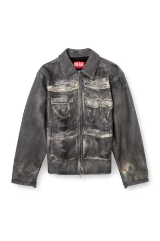 l-mayer Giacca in pelle con tasche trompe l’oeil