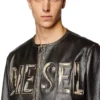 l-met Giacca in pelle effetto consumato con logo in metallo l-met Giacca in pelle effetto consumato con logo in metallo