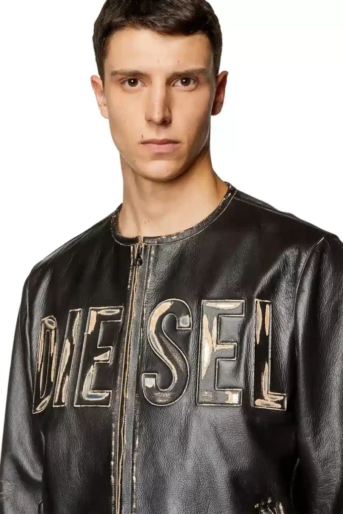 l-met Giacca in pelle effetto consumato con logo in metallo l-met Giacca in pelle effetto consumato con logo in metallo